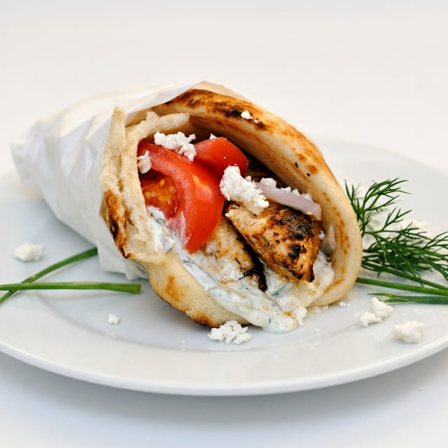 Gyro with Chicken Souvlaki.